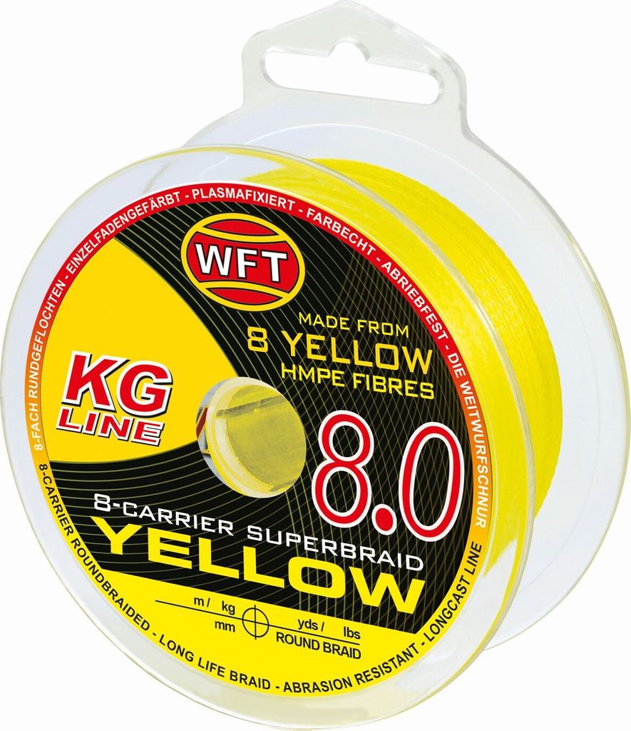 WFT KG 8 gelb 600m - Geflochtene Angelschnur, Produktbild 