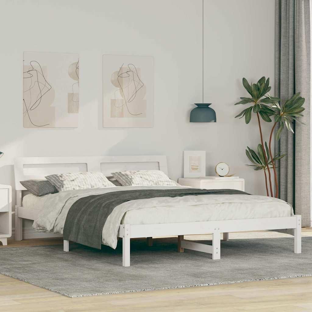 Maison Exclusive - Bettrahmen mit Kopfteil Weiß 160 x 200 cm Massives Kiefernholz