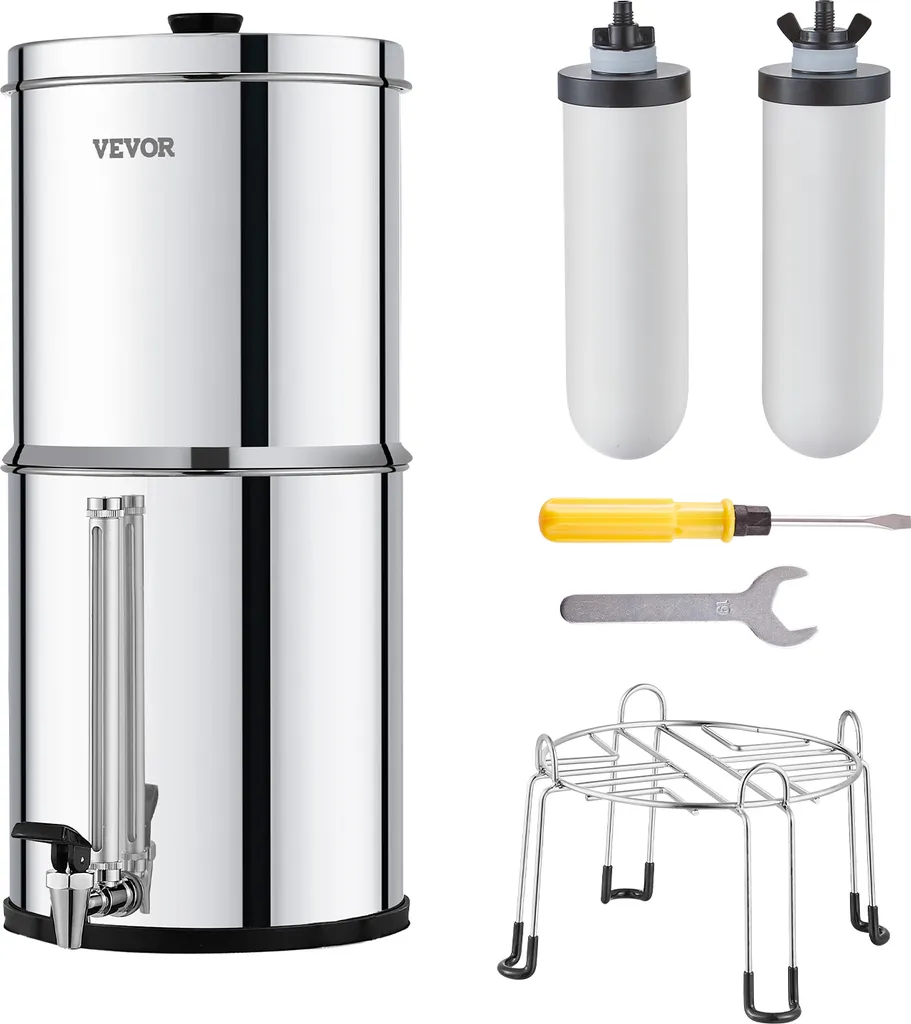 Purificateur d'Eau Gravité Inox : Stop au Goût de Chlore et au Plomb