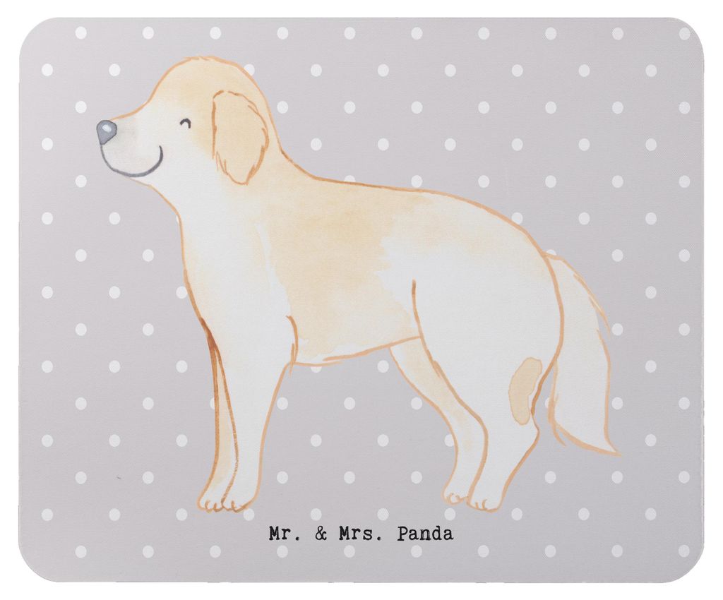 Mr. & Mrs. Panda Mauspad Golden Retriever Lebensretter - Grau Pastell - Geschenk, mausteppich, Mouse Pad, Mousepad, Goldie Hund, mousematte, gummi