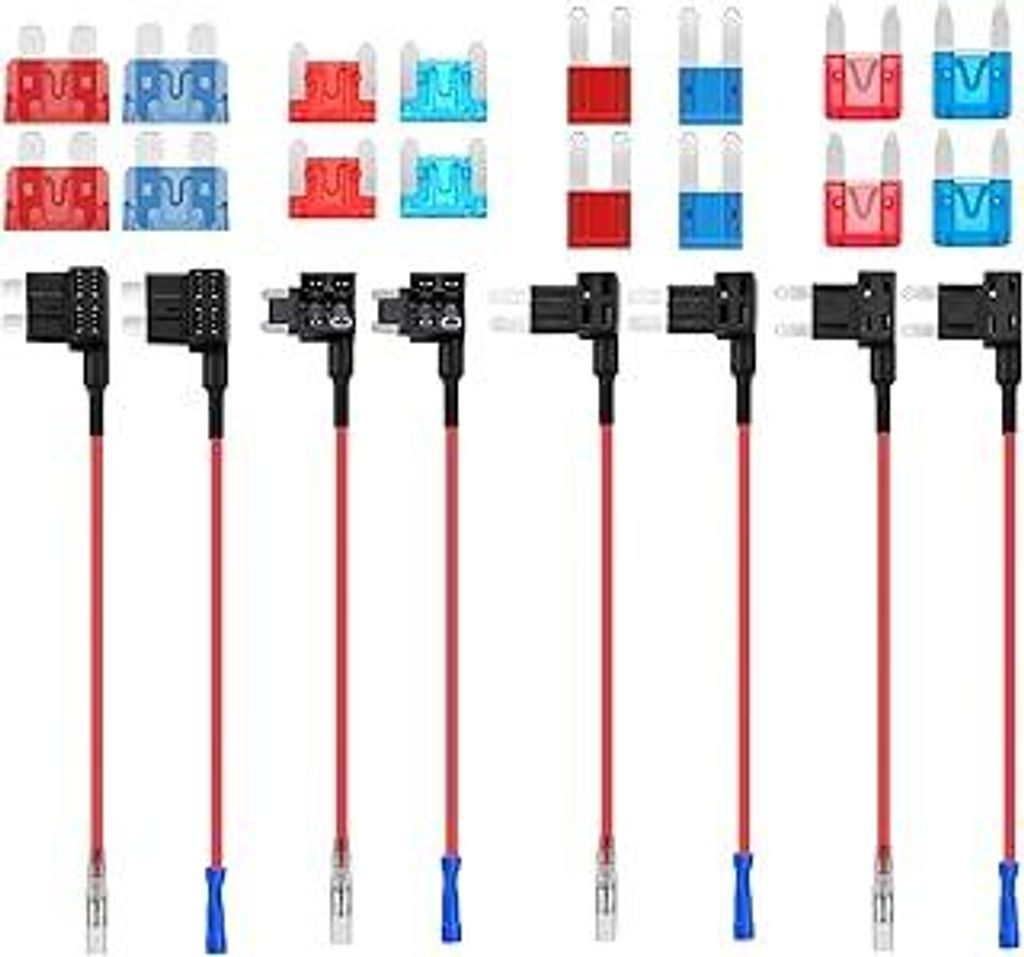 AUKENIEN Stromdieb Sicherung KFZ 4 Werte Stecksicherung Adapter Autosicherungen 12V Add a Circuit Flachsicherungsadapter Set mit 10A 15A Standard M...