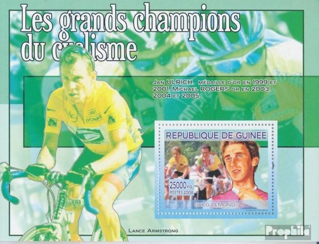 Briefmarken Guinea 2008 Mi Block 1490 (kompl. Ausgabe) postfrisch Greg Lemond (auf der Briefmarke)