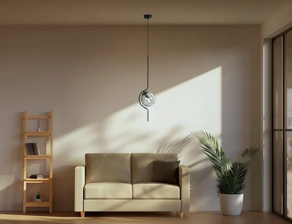 Lustre Suspension Moderne en Métal Noir NEVA pour Éclairage de Salon E14