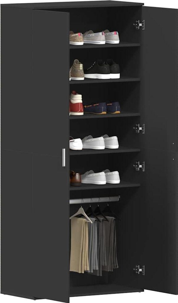 Cloris DesignMöbel Schuhregale - Schwarz Schuhschrank mit Regal Schwarz 80x39x178cm Holzwerkstoff Schlichtes1440476