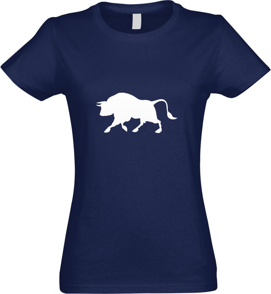 Kiwistar - T-Shirt tailliert - Damen - Navy - Stier Motiv 2 - Bulle - Hausrind - mit Motiv Bedruckt - Funshirt Design - Sport - Freizeit - Damen - XL