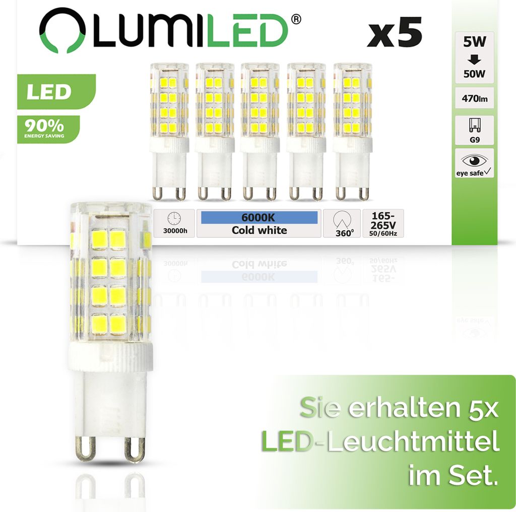 LUMILED Żarówki LED G9 zestaw 5 diod LED 5W = | Kaufland.pl