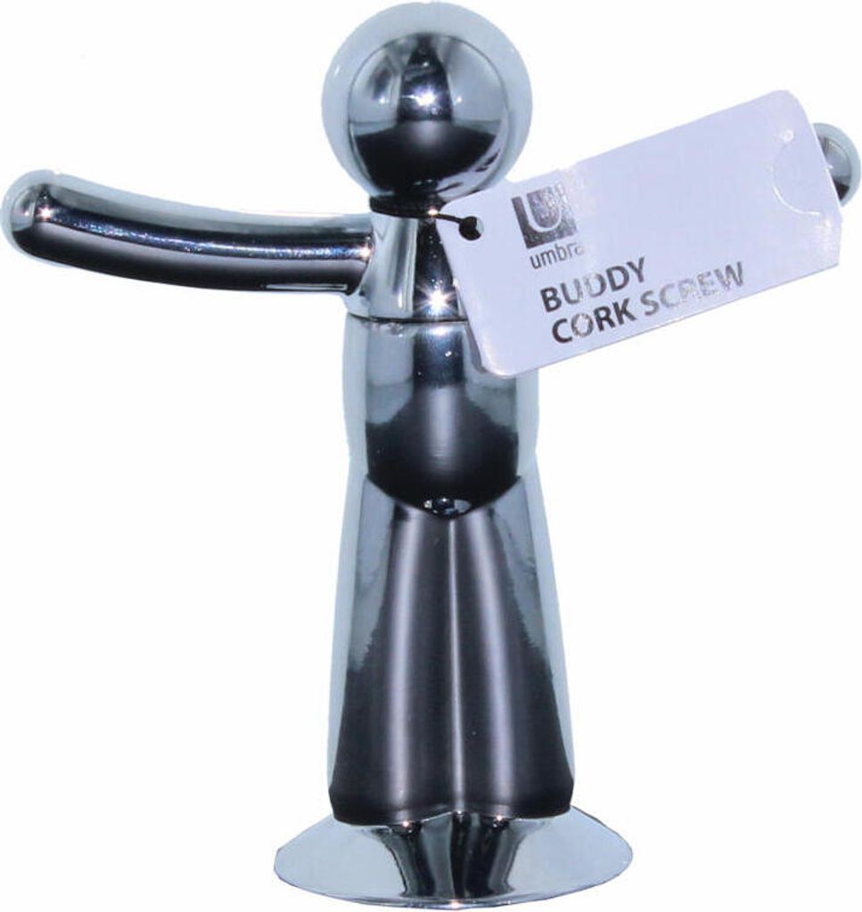 Umbra Buddy Korkenzieher, Weinflaschenöffner, Flaschenöffner, Weinzubehör, Verchromtes Gussmetall, Chrom, Silber, 480323158