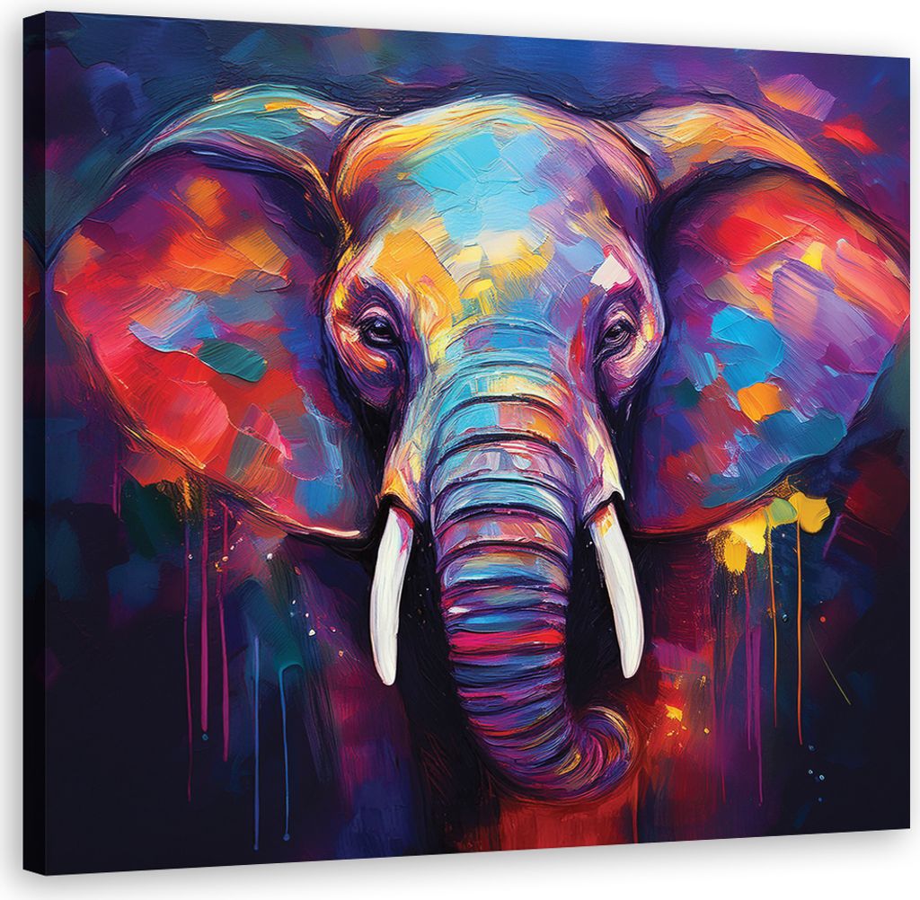 Leinwandbild Elefant Tiere Pop Art 50x50 Feeby Bunt bild für die wand bereit zum aufhängen