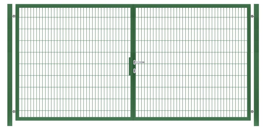 300 x 200 cm Doppelstabmatten Gartentor Vollrahmen Doppeltor 8/6/8 Grün