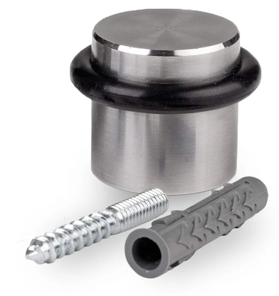 Butée de porte à visser en acier inoxydable Ø 38 mm avec tampon en TPE