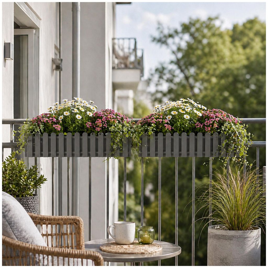 Blumenkasten mit Wasserspeicher Nessa 75 cm Grau Produktbild 