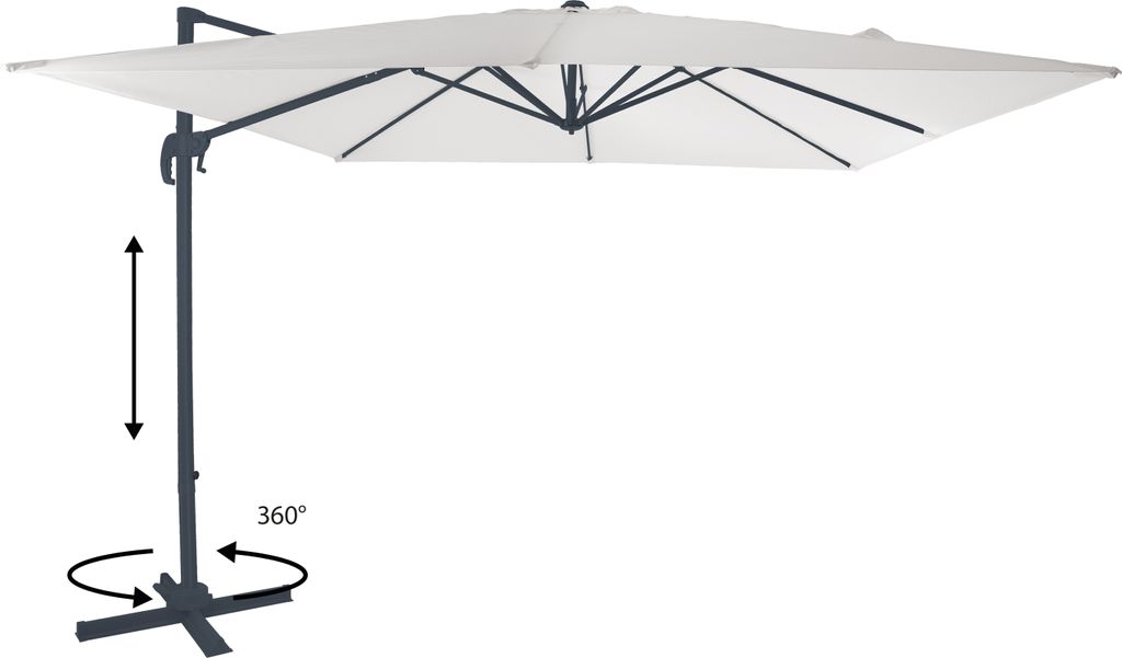 AXI Nima Ampelschirm Rechteakig 300 x 300 cm in Anthrazit / Beige | Sonnenschirm für Garten / Terrasse mit Aluminium Rahmen | Inkl. Kreuzfuß &