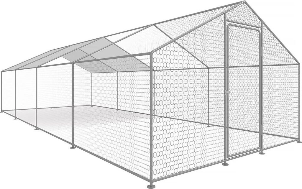 Enclos à poules 24 m² parc grillagé 8 x 3 x 2 M acier Image du produit 