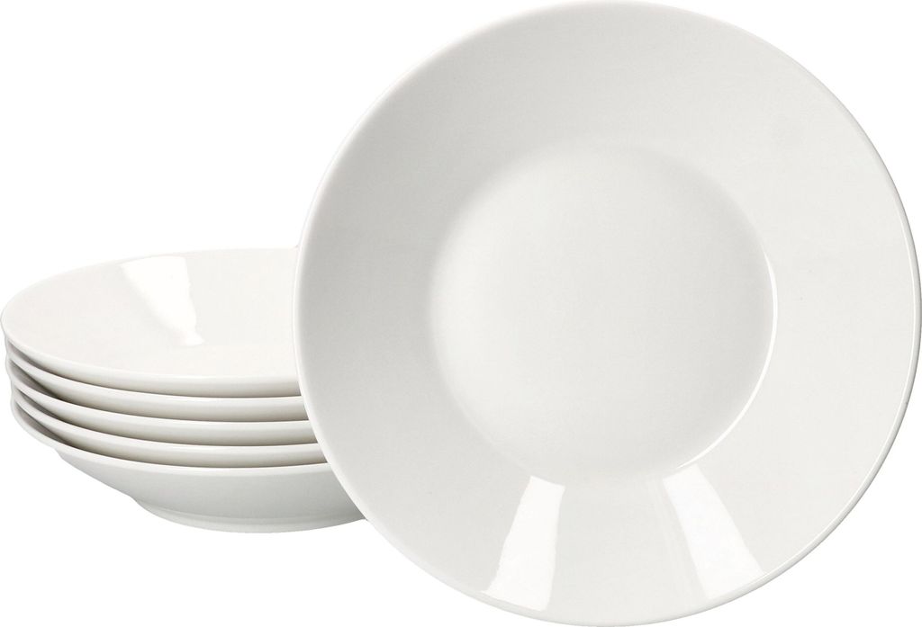 Ritzenhoff 6x Ontario Suppenteller weiß 400ml Porzellan tiefe Teller