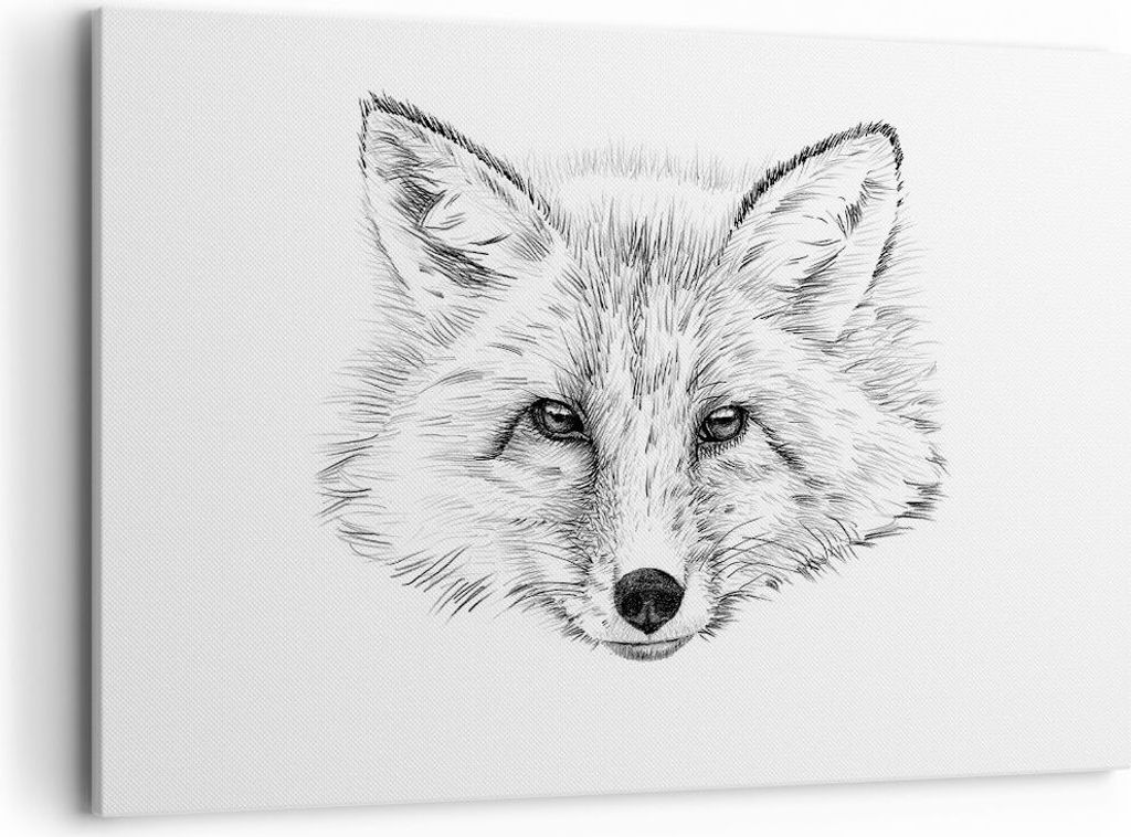 Bild auf Leinwand - Leinwandbild - Wolf Kinder Skizze illustriert - 120x80cm - Wand Bild - Wanddeko - Leinwanddruck - Bilder - Kunstdruck - Wanddek...