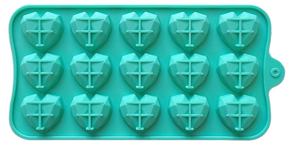 3D-Diamantherz-Silikonform mit 15 Fächern, ideal zum Backen von Kuchen, Schokoladenmousse und Desserts.
