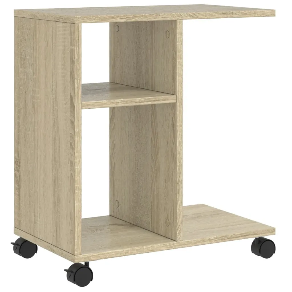 vidaXL Tavolino con rotelle rovere Sonoma 50x30x55 cm materiale a base di legno