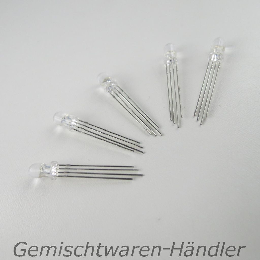 10x RGB LED 4 pin rot grün blau 5mm glasklar