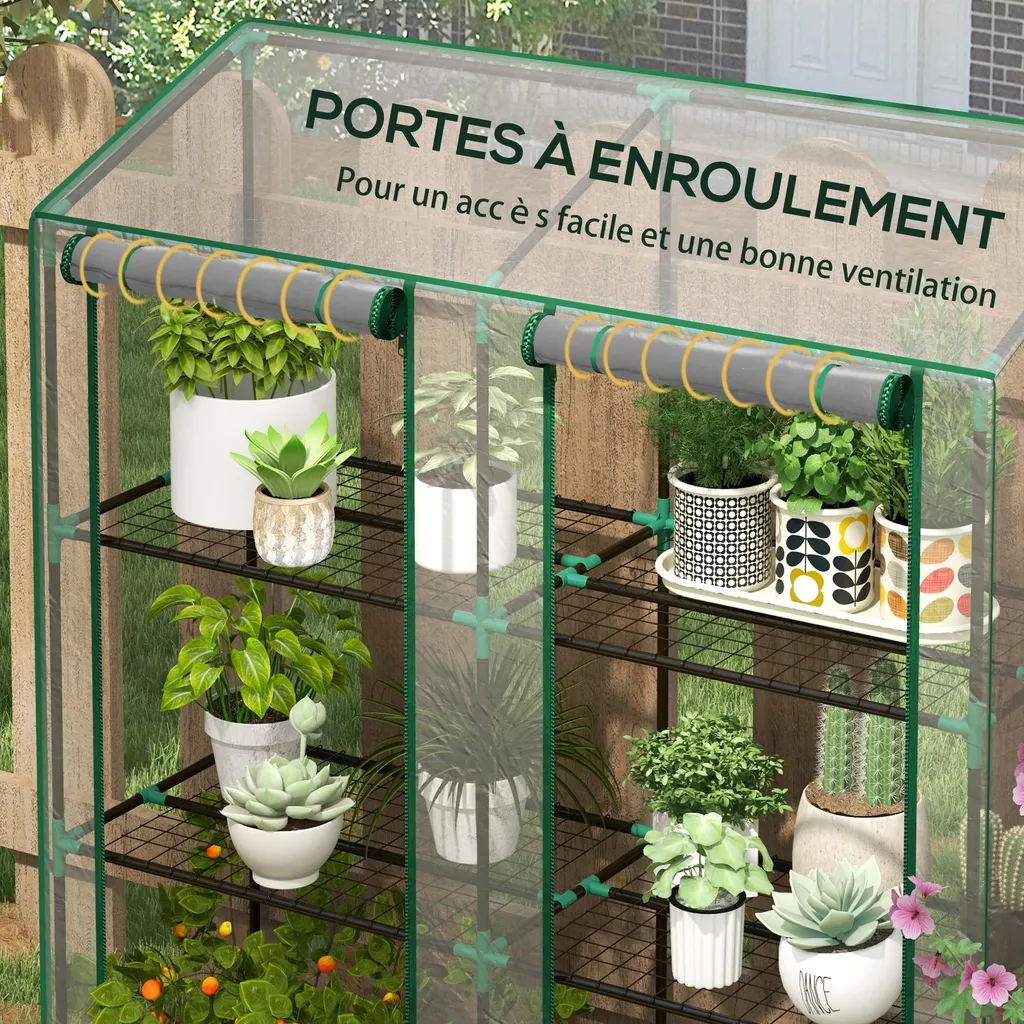 Serre de balcon 6 étagères et double porte pour semis et plantes - 8
