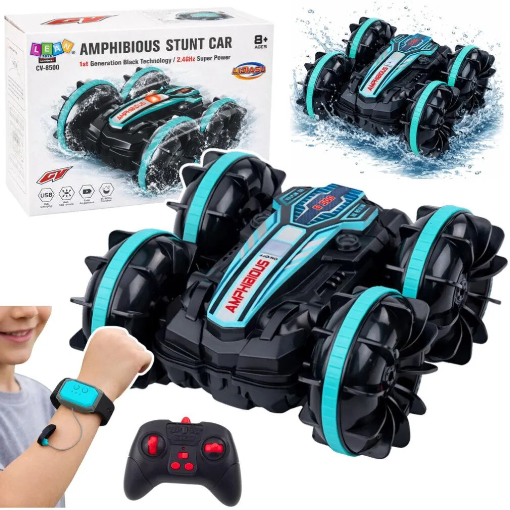 Voiture RC télécommandée 4x4 turquoise, buggy tout-terrain étanche