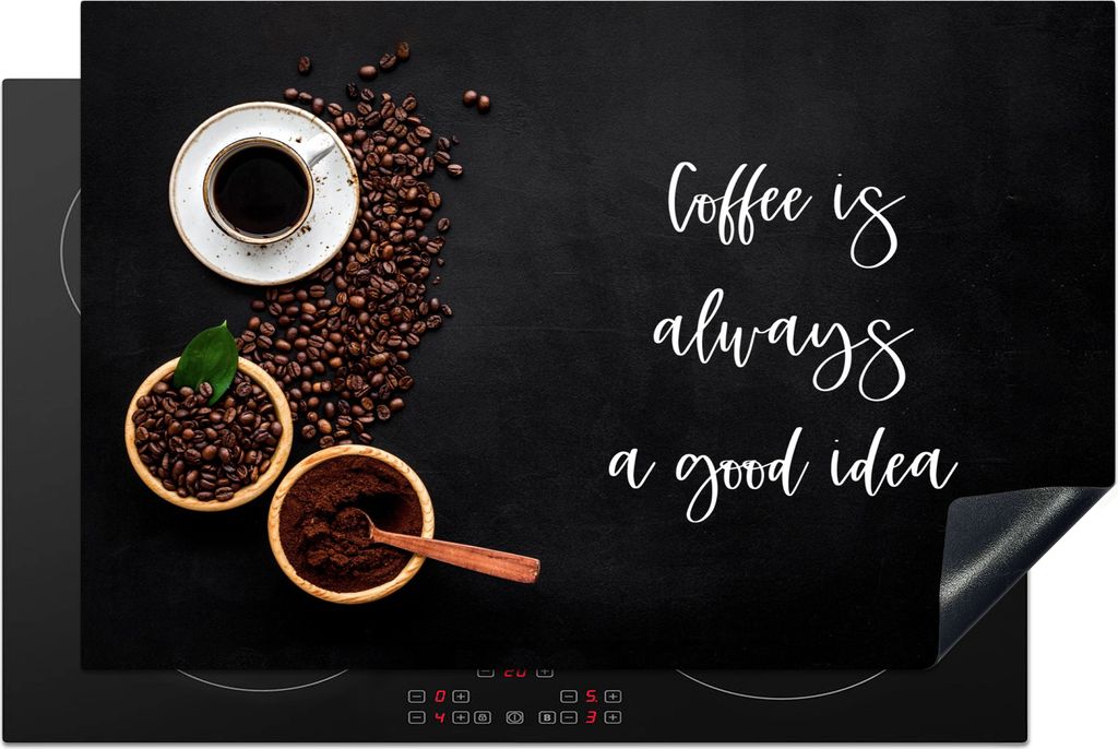 KitchenYeah Herdabdeckplatte Zitate - Sprichwörter - Kaffee ist immer eine gute Idee - Kaffee , 81x52cm, Küche Deko, Glaskeramikkochfeld Herdab...