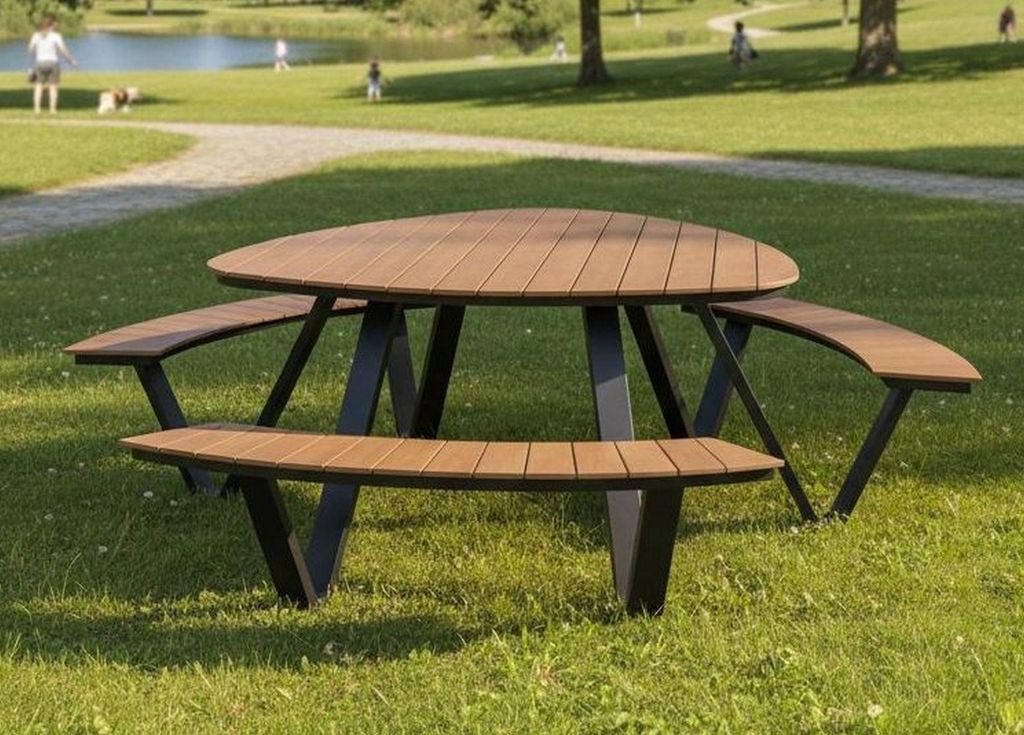 Lesli Living Picknick-Set Arezzo / 3 Bänke mit Tisch ø 230 Produktbild 