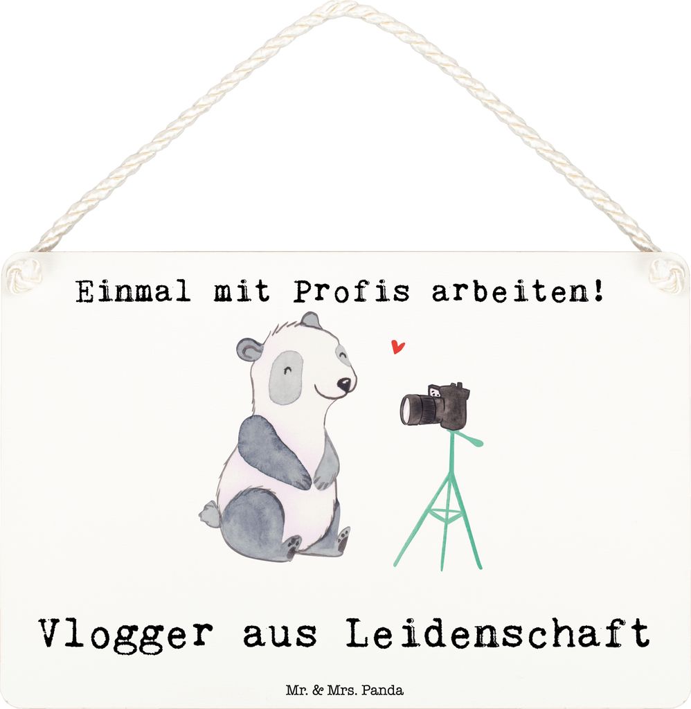 Mr. & Mrs. Panda Schild Vlogger Leidenschaft DIN A6 - Weiß Produktbild 