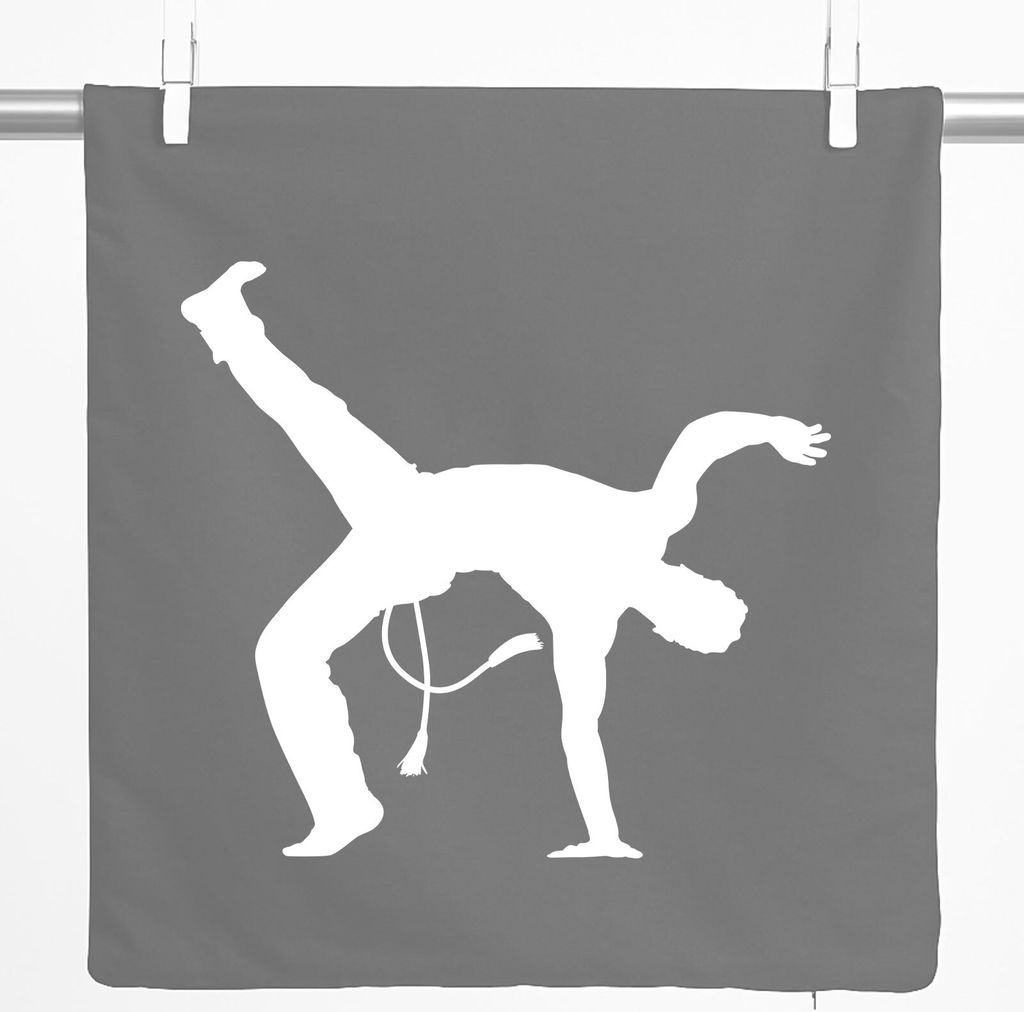 Huuraa Kissenbezug Capoeira Silhouette 40x40cm Steel Grey Baumwolle Dekokissenbezug Geschenkidee