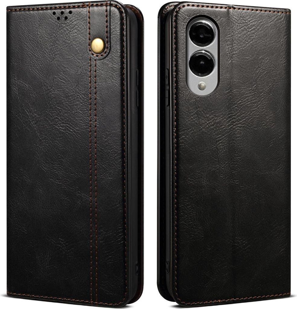 Hülle für Samsung Galaxy S25 Edge Leder Brieftasche Schutzhülle mit Standfunktion Schwarz