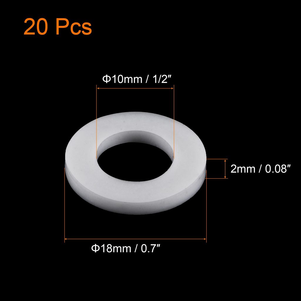 20er Pack PTFE Flachdichtung 18mm ?.D. 10mm i.D. 2mm dick 1/2¡åFlansch wei?
