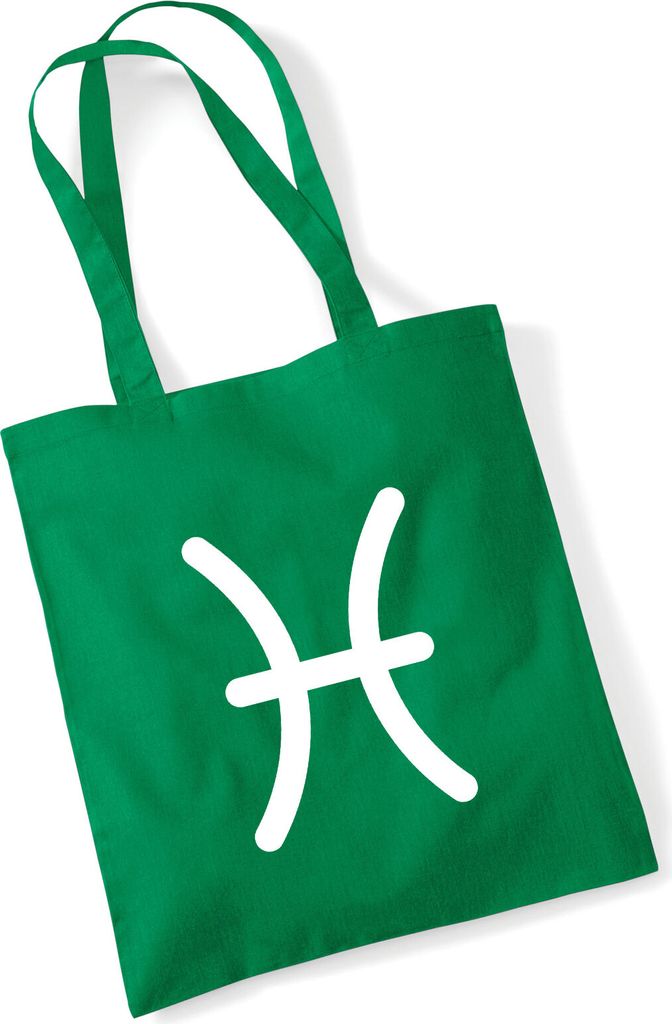 Huuraa Jutebeutel Fische Sternzeichen Zeichen 10 Liter Kelly Green Baumwolle Tasche Geschenkidee