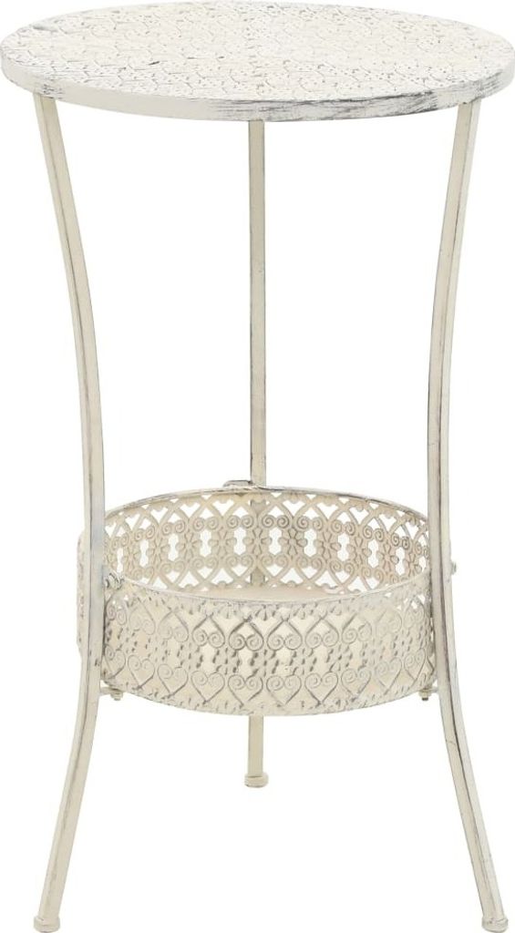 The Living Store Bistrotisch Vintage-Stil Rund Metall 40 x 70 cm Weiß