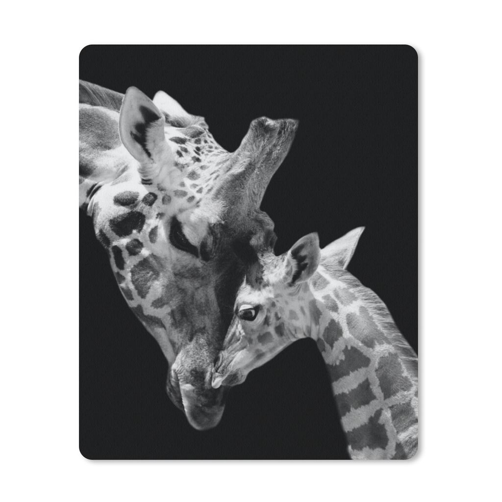 MuchoWow Mauspad Mousepad Giraffe - Wildtiere - Porträt - Schwarz-Weiß 19x23 cm - Mousepads - Maus Mat - Pad - Mausunterlage - Mauspads - Spielen