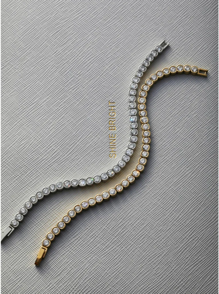 Leonardo Jewels Bracciale Adea Ciao Con Ciondolo A Cristalli - Acciaio Inox Dorato