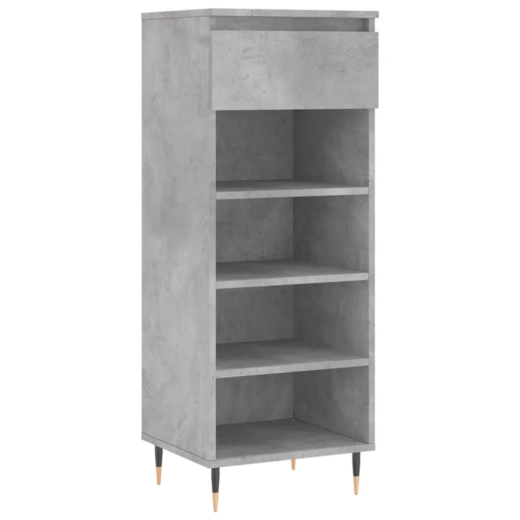 Scarpiera grigio cemento 40x36x105 cm in legno