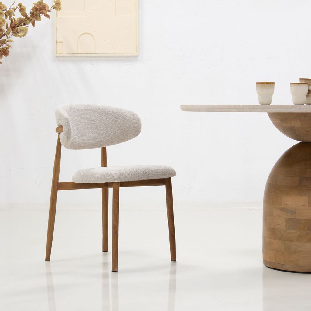 Giga Meubel Esszimmerstuhl Alexia - Beige/Natur - Metall/Stoff
