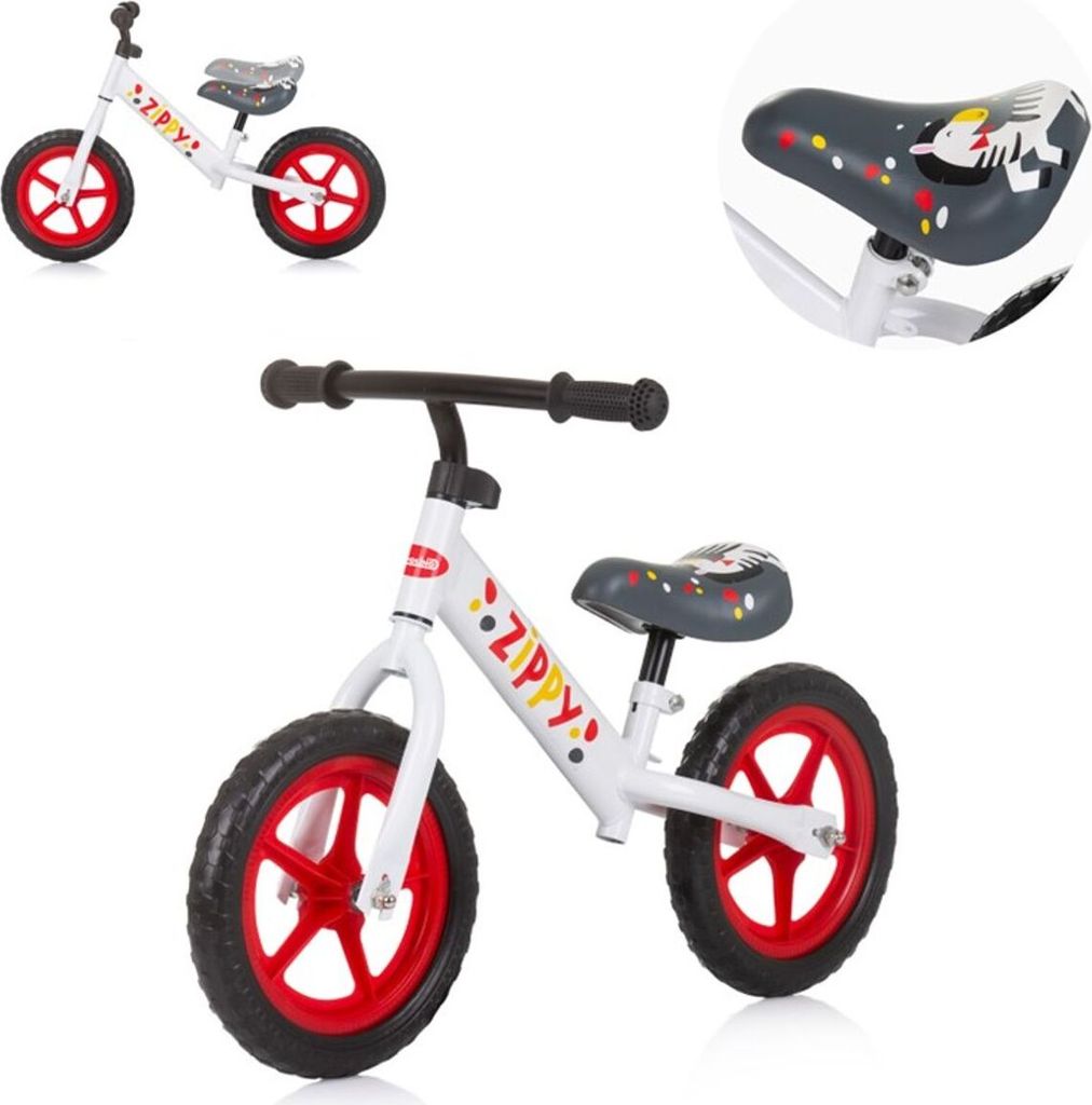 Chipolino Laufrad Zippy 12 Zoll höhenverstellbarer Sitz, Anti-Rutsch-Griffe rot