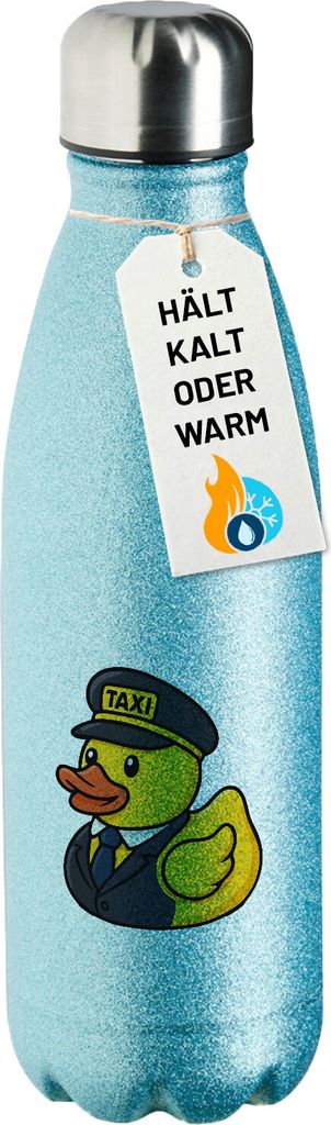 Huuraa Trinkflasche Quietscheente Taxi-Fahrer Gummiente Chauffeur 500ml Blue Edelstahl Wasserflasche Trinkflasche Geschenkidee