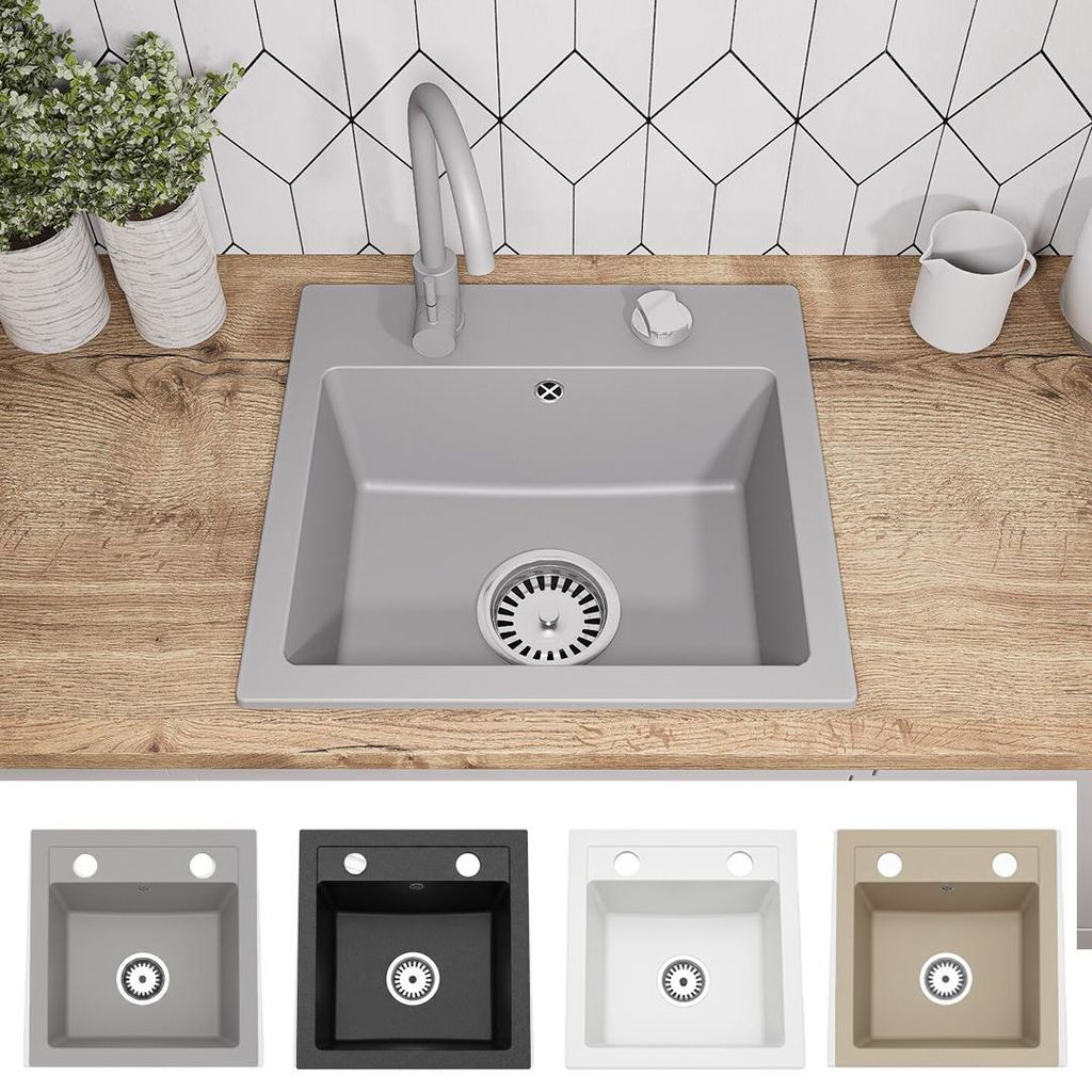 Faizee Home | Compact Granitspüle Grau 41 x 44 cm – Produktbild 