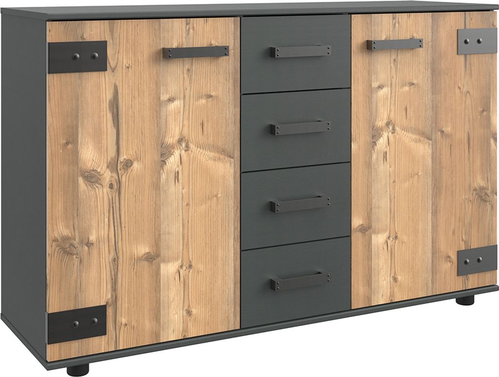 Sideboard Industrial Style 130cm graphit, Fichte SUNDERLAND-43