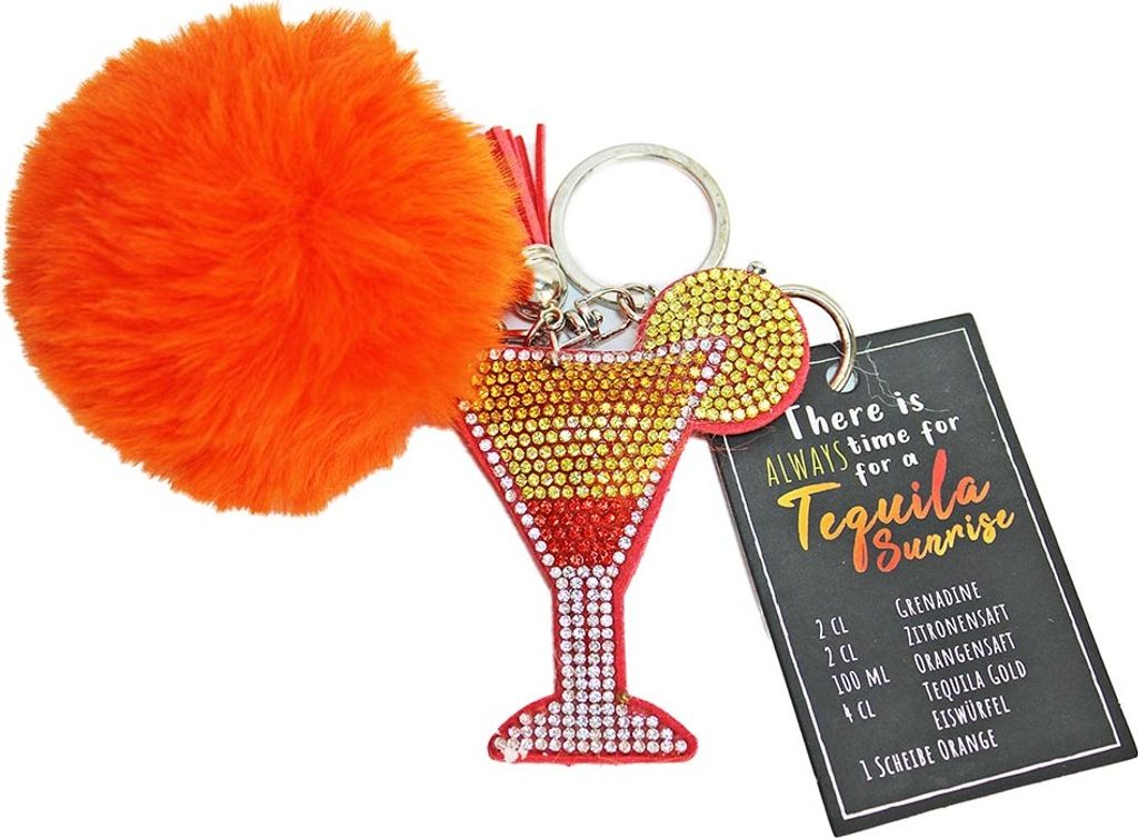 Cocktailglas Schlüsselanhänger mit Cocktailrezept