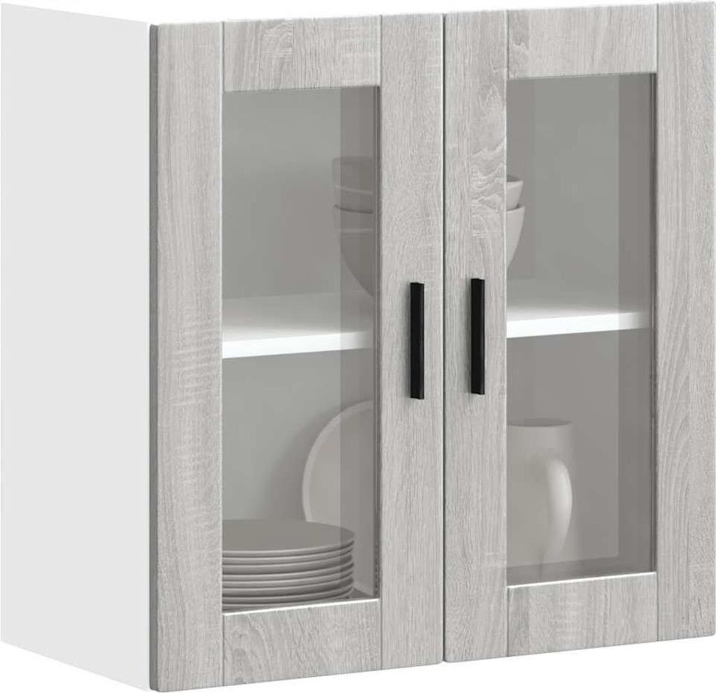 "2026 Promotion" Küchen-Hängeschrank - mit Stauraum - mit Glastür Porto Grau Sonoma - Mehrzweckschrank CC31360