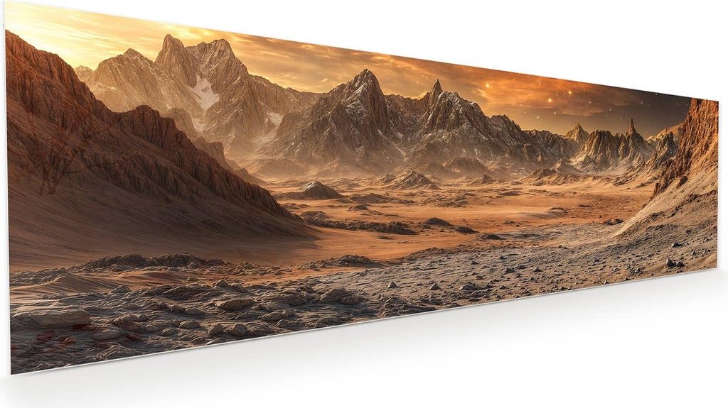 Glasbild 120x40cm in XXL für Wohnzimmer, Schlafzimmer Motiv Fremder Planet