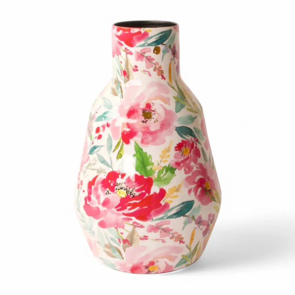 Vase Métal Verona Incassable Rose 30 cm pour une Décoration Durable