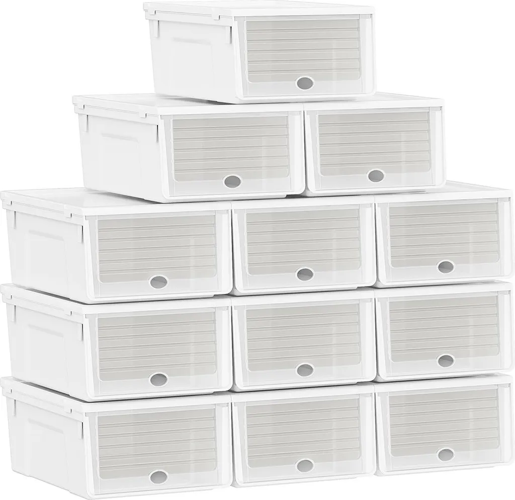 Boîtes à chaussures blanches pour dressing et rangement entrée - Lot de 10