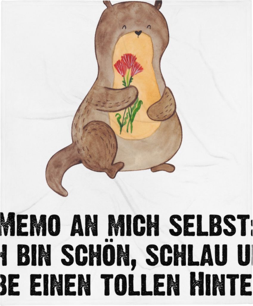 Mr. & Mrs. Panda Schmusedecke Otter Blumenstrauß - Weiß - Geschenk, Kinderdecke, Positiv, Selbstvertrauen, Plaid, Fleecedecke, Achtsamkeit, Selbs...