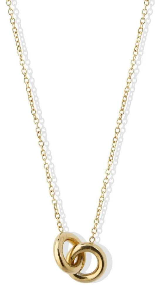Collier avec anneaux reliés LJ2872 en acier inoxydable pour femme