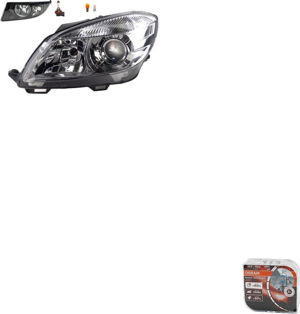Johns, Scheinwerfer Osram Night Breaker Laser kompatibel zu Skoda Fabia 54 04/10- 12/14L 5J1941017D 5J1941015D 5J0941701C 5J0941699C