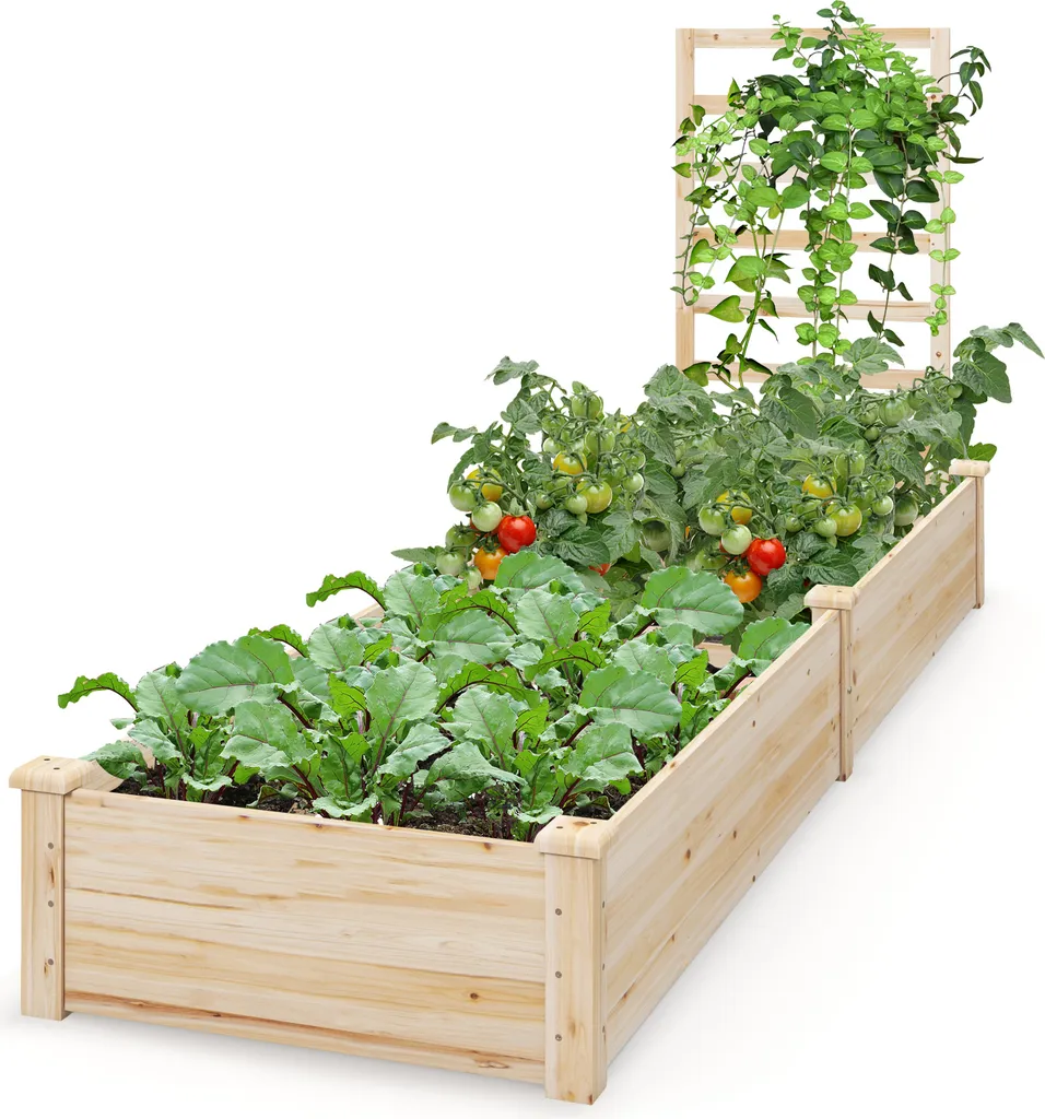 Bac surélevé de jardinage avec treillis bois pour potager ou fleurs