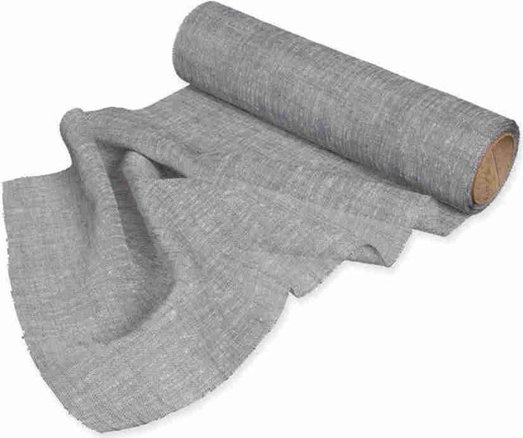 4m Dekostoff Leinenoptik B30cm Tischläufer Tischband Leinen Deko Stoff Stoffband, Farbe:hellgrau